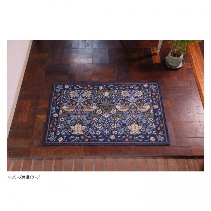川島織物セルコン Morris Design Studio イチゴドロボウ マット 約60×90cm FH1709A B ブルー