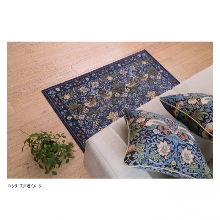 川島織物セルコン Morris Design Studio イチゴドロボウ マット 約60×90cm FH1709A B ブルー