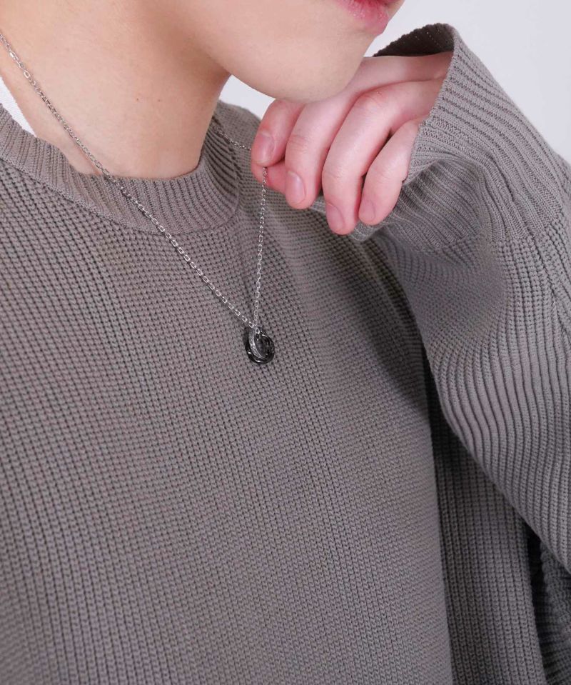 LH-1 タテガミ ダブルリングネックレス サージカルステンレス(ブラック) 03NE0215BK ステンレスネックレス チェーン45~50cm ペンダン LH-1 タテガミ ダブルリングネックレス サージカルステンレス(ブラック) 03NE0215BK ステンレスネックレス チェーン45~50cm ペンダン