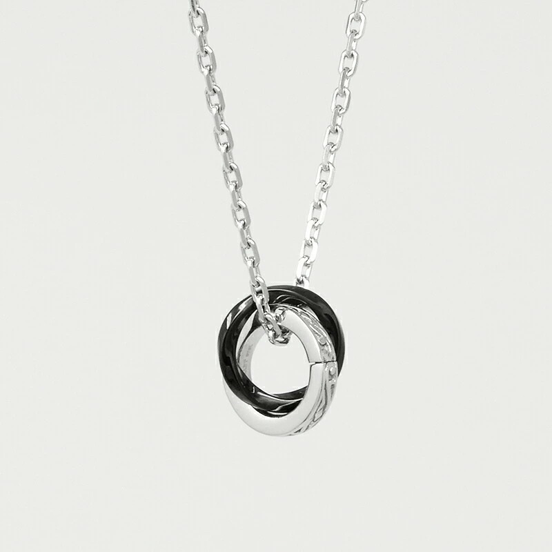 LH-1 タテガミ ダブルリングネックレス サージカルステンレス(ブラック) 03NE0215BK ステンレスネックレス チェーン45~50cm ペンダン LH-1 タテガミ ダブルリングネックレス サージカルステンレス(ブラック) 03NE0215BK ステンレスネックレス チェーン45~50cm ペンダン