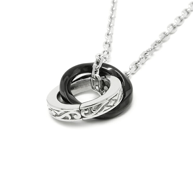 LH-1 タテガミ ダブルリングネックレス サージカルステンレス(ブラック) 03NE0215BK ステンレスネックレス チェーン45~50cm ペンダン LH-1 タテガミ ダブルリングネックレス サージカルステンレス(ブラック) 03NE0215BK ステンレスネックレス チェーン45~50cm ペンダン