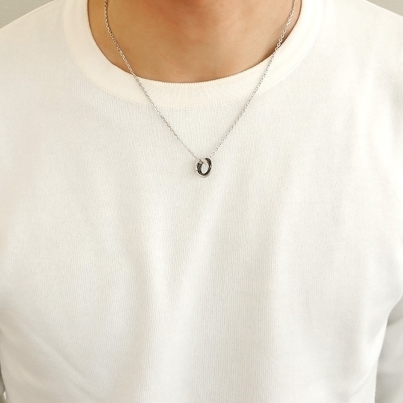 LH-1 タテガミ ダブルリングネックレス サージカルステンレス(ブラック) 03NE0215BK ステンレスネックレス チェーン45~50cm ペンダン LH-1 タテガミ ダブルリングネックレス サージカルステンレス(ブラック) 03NE0215BK ステンレスネックレス チェーン45~50cm ペンダン