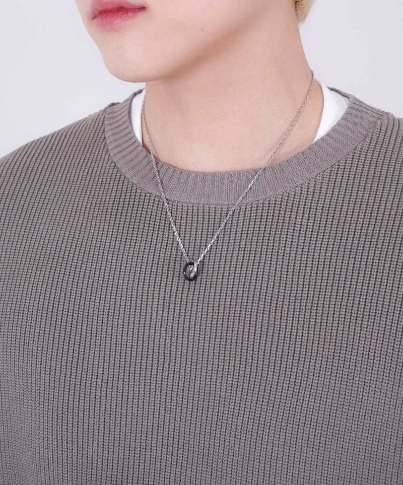 LH-1 タテガミ ダブルリングネックレス サージカルステンレス(ブラック) 03NE0215BK ステンレスネックレス チェーン45~50cm ペンダン LH-1 タテガミ ダブルリングネックレス サージカルステンレス(ブラック) 03NE0215BK ステンレスネックレス チェーン45~50cm ペンダン