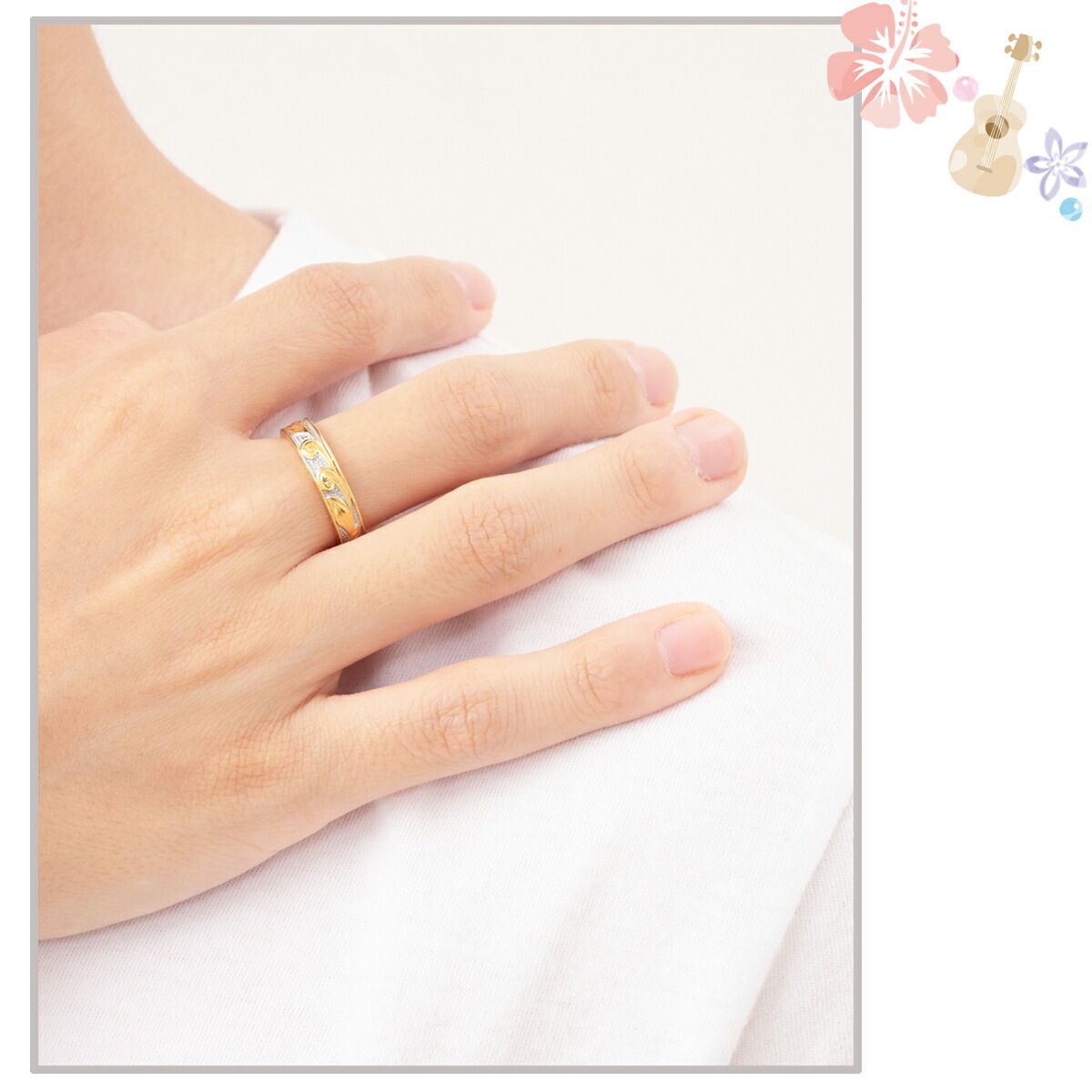 ハワイアンジュエリー リング メンズ サージカルステンレス製 リング幅太め マイレ スクロール ハワイアンジュエリー リング メンズ サージカルステンレス製 リング幅太め マイレ スクロール