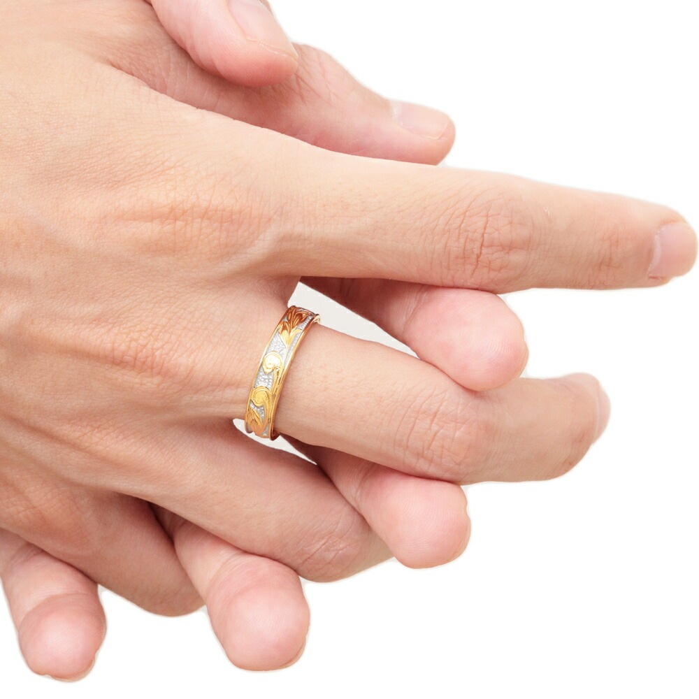 ハワイアンジュエリー リング メンズ サージカルステンレス製 リング幅太め マイレ スクロール ハワイアンジュエリー リング メンズ サージカルステンレス製 リング幅太め マイレ スクロール