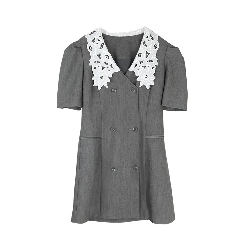 レースカラー ジャケットワンピース ワンピース. ドレス ジャケット風ワンピース レディース オフィスコーデ フレンチ パフスリーブスーツ a3792