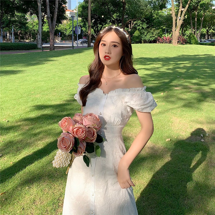 レトロ風 ワンピース 半袖 春 夏 きれいめ カジュアル かわいい フォーマル aライン シャツワンピース Aライン フレア ティアード ワンピドレス ミモレ ミモレ丈 ボリューム袖 ボリュームスリー