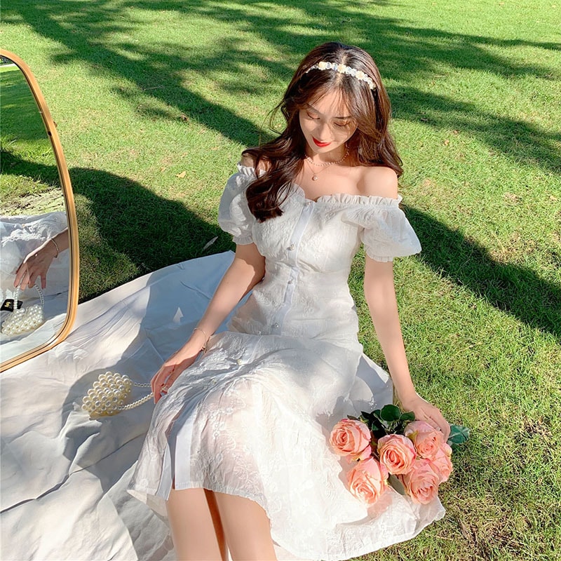 レトロ風 ワンピース 半袖 春 夏 きれいめ カジュアル かわいい フォーマル aライン シャツワンピース Aライン フレア ティアード ワンピドレス ミモレ ミモレ丈 ボリューム袖 ボリュームスリー