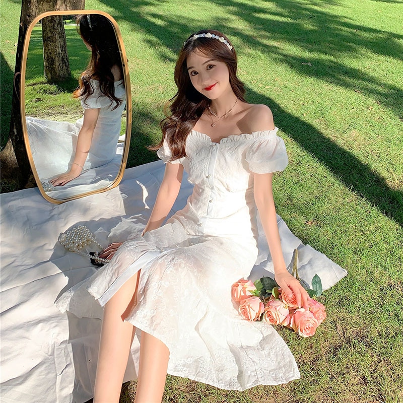 レトロ風 ワンピース 半袖 春 夏 きれいめ カジュアル かわいい フォーマル aライン シャツワンピース Aライン フレア ティアード ワンピドレス ミモレ ミモレ丈 ボリューム袖 ボリュームスリー