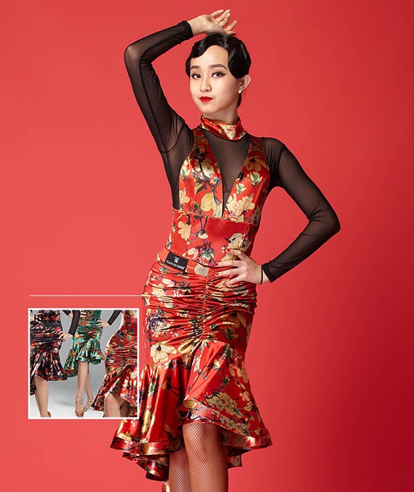 テンダンス ダンス衣装 演技服 レース 上下セット スタンダード 2点セット タンゴ服 黒 モダンドレス ワルツ 社交ダンス衣装 パーティー用 ステージ衣装 ダンスウエア イベントレッド グリーン