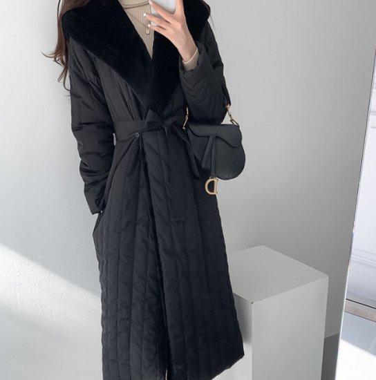 ダウンコート ロングコート アウター ダウン コート ロング ファー フェイクファー ウエストリボン 秋冬 冬服 冬スペシャルセール かわいい おしゃれ お出かけ デート ディナー デイリー ママコー