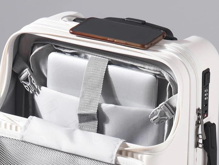 スーツケース キャリーケース 機内持込 フロントオープン USBポート付き 軽量 キャリーバッグ トップオープン 多収納ポケット ファスナー 静音 小型 TSAロック付 旅行 出張