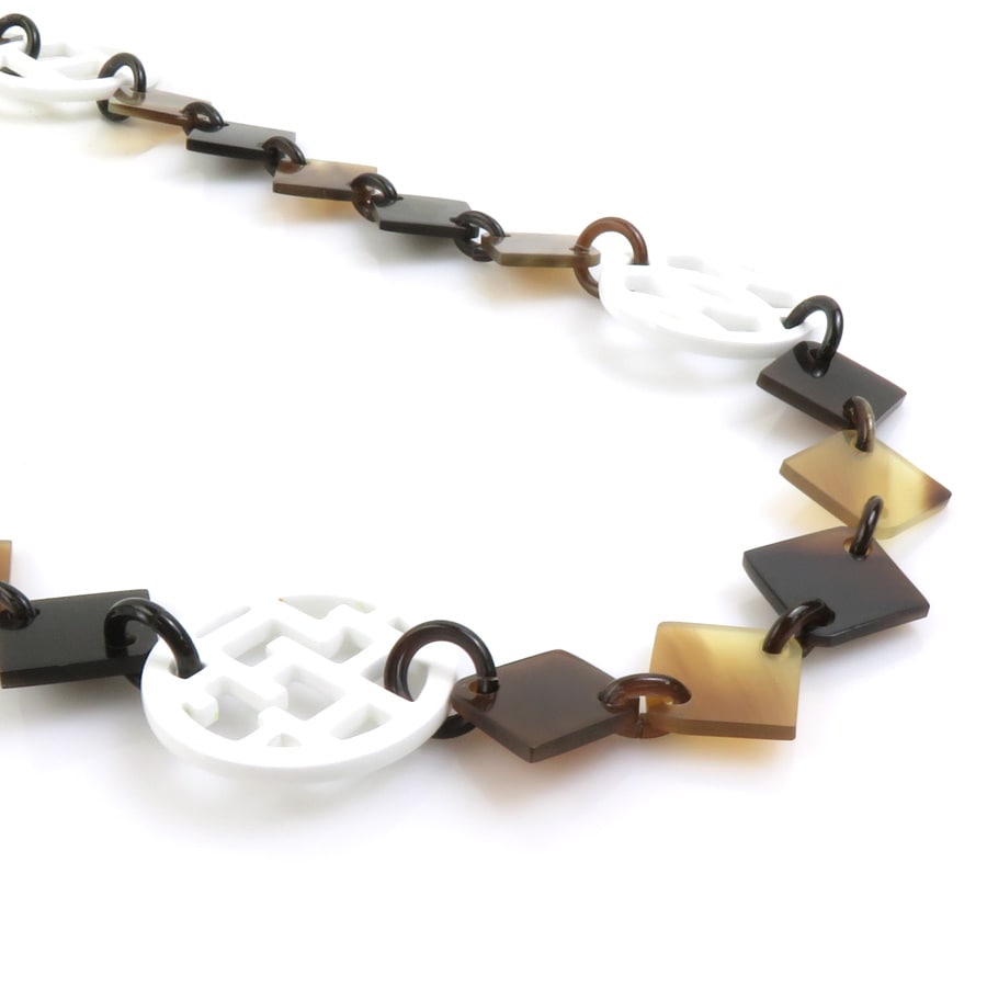 エルメス HERMES ネックレス バッファローホーン/ラッカーウッド ホワイト×ブラウン ユニセックス h31368a