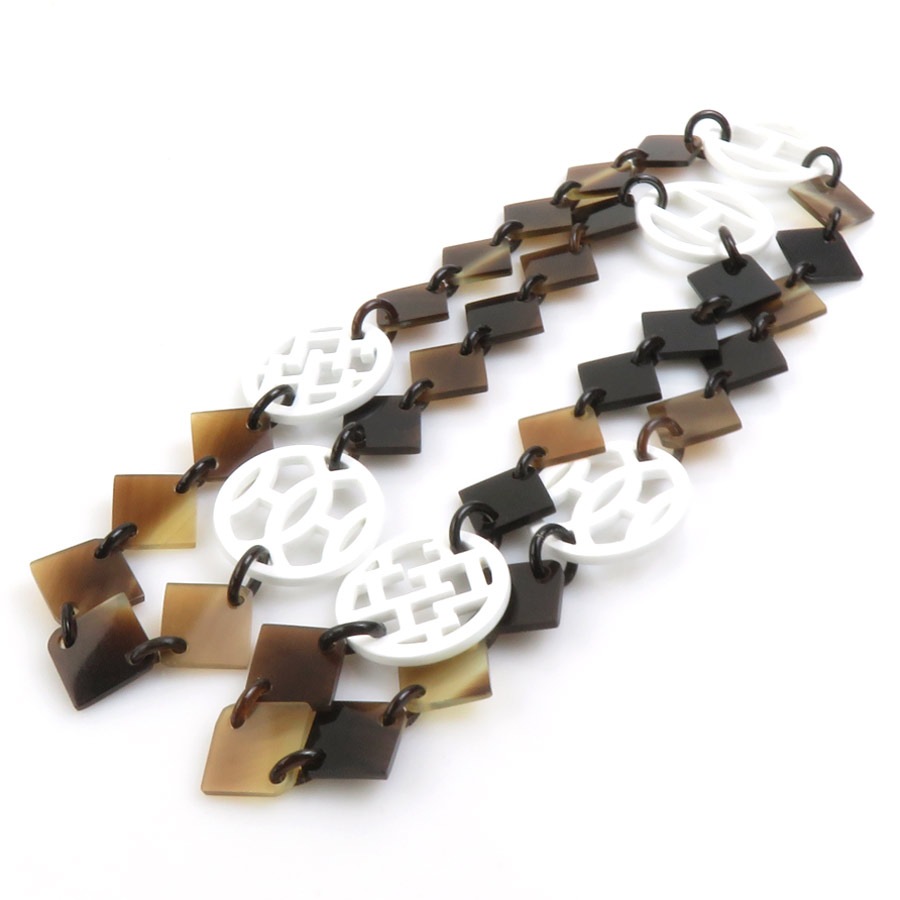 エルメス HERMES ネックレス バッファローホーン/ラッカーウッド ホワイト×ブラウン ユニセックス h31368a