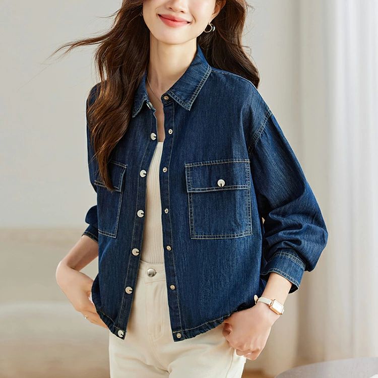 裾紐調整 ポケット付き 冬 秋 春 お洒落 体型カバー 無地 ジーンズ 大人 カーディガン コート 羽織 長袖 ブルゾン ジャケット トップス デニムシャツ レディース デニムジャケット アウター デ