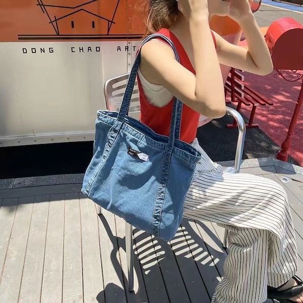 Qoo10] 2025年新作！デニム風おしゃれエコバッ