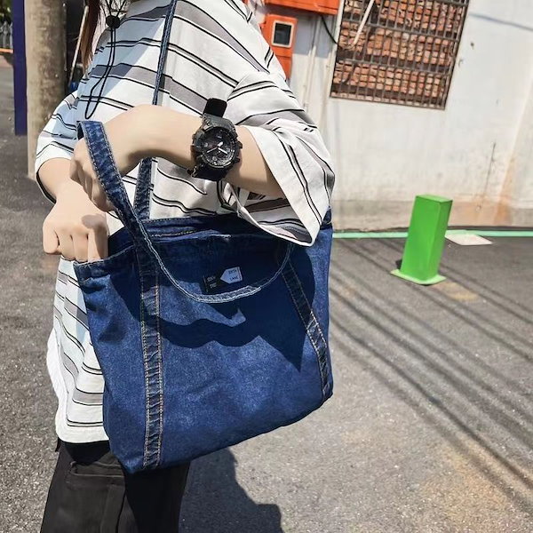Qoo10] 2025年新作！デニム風おしゃれエコバッ