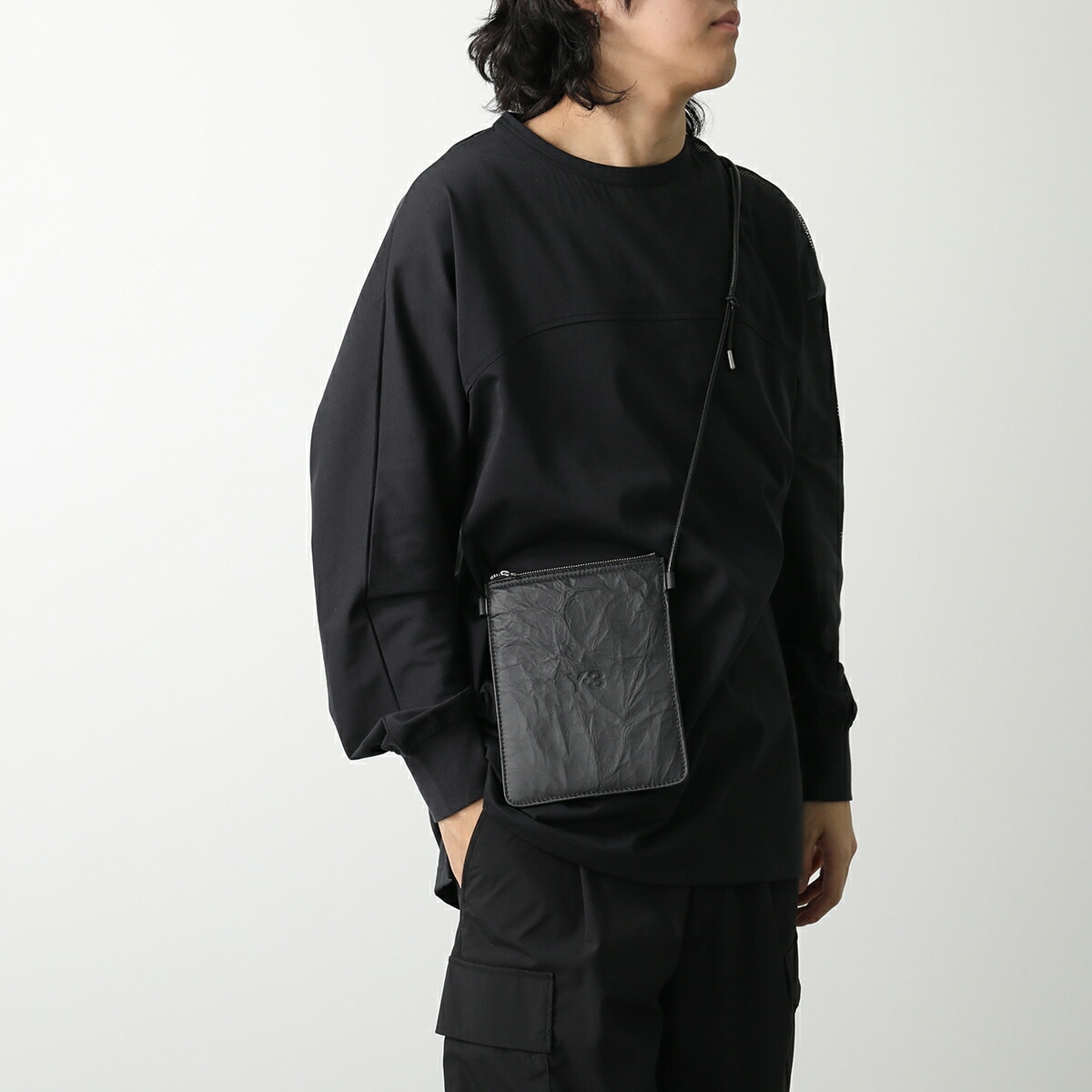 Y-3 ワイスリー ショルダーバッグ CROSS BODY クロスボディ JD2914 メンズ ロゴ レザー ポシェット 鞄 BLACK/NOIR