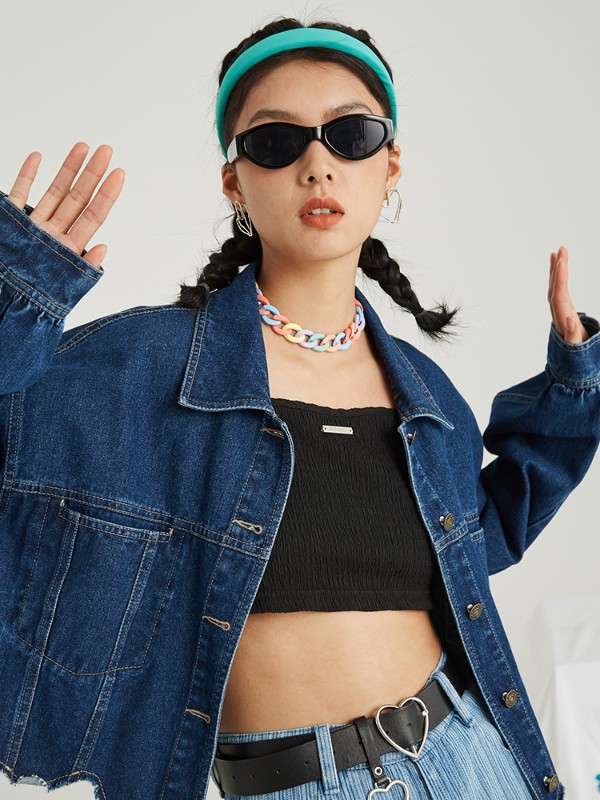 オーモント エッグタルト レトロ イレギュラー ショート 切りっぱなし デニムジャケット レディース 春 薄手 新作 スリム デニムジャケット オーモント エッグタルト レトロ イレギュラー ショート 切りっぱなし デニムジャケット レディース 春 薄手 新作 スリム デニムジャケット