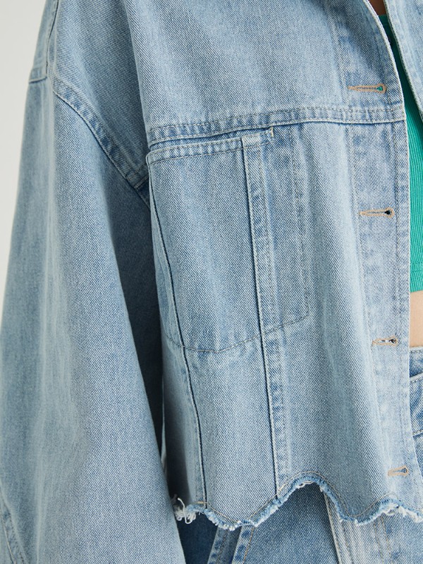 オーモント エッグタルト レトロ イレギュラー ショート 切りっぱなし デニムジャケット レディース 春 薄手 新作 スリム デニムジャケット オーモント エッグタルト レトロ イレギュラー ショート 切りっぱなし デニムジャケット レディース 春 薄手 新作 スリム デニムジャケット