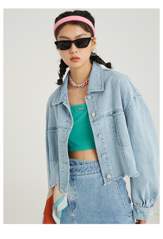 オーモント エッグタルト レトロ イレギュラー ショート 切りっぱなし デニムジャケット レディース 春 薄手 新作 スリム デニムジャケット オーモント エッグタルト レトロ イレギュラー ショート 切りっぱなし デニムジャケット レディース 春 薄手 新作 スリム デニムジャケット