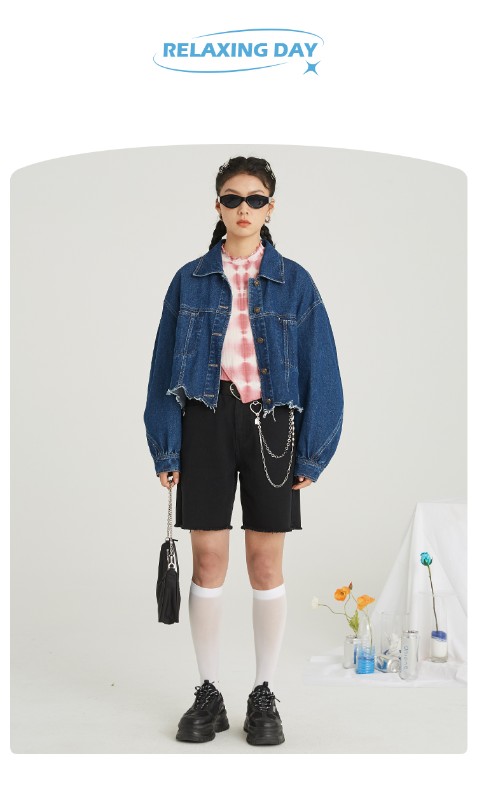 オーモント エッグタルト レトロ イレギュラー ショート 切りっぱなし デニムジャケット レディース 春 薄手 新作 スリム デニムジャケット オーモント エッグタルト レトロ イレギュラー ショート 切りっぱなし デニムジャケット レディース 春 薄手 新作 スリム デニムジャケット