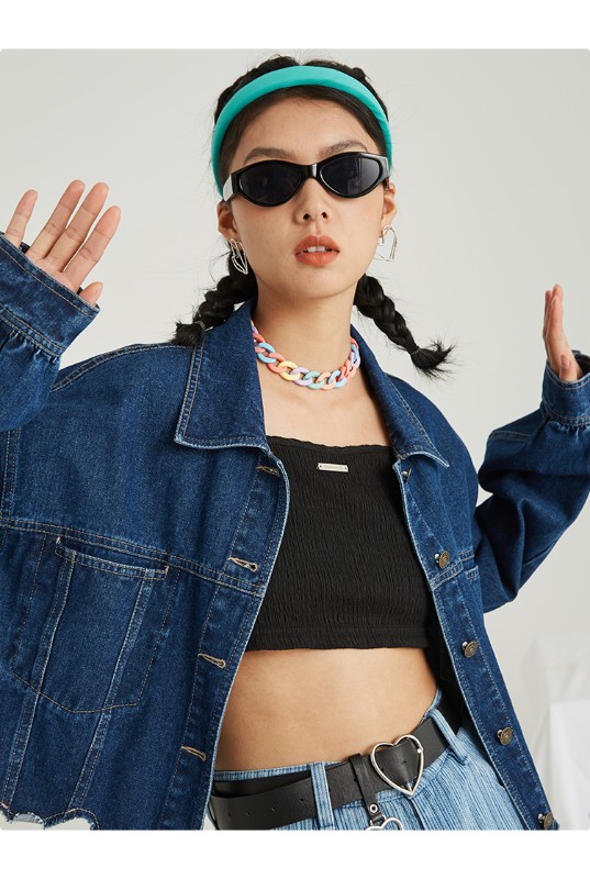 オーモント エッグタルト レトロ イレギュラー ショート 切りっぱなし デニムジャケット レディース 春 薄手 新作 スリム デニムジャケット オーモント エッグタルト レトロ イレギュラー ショート 切りっぱなし デニムジャケット レディース 春 薄手 新作 スリム デニムジャケット