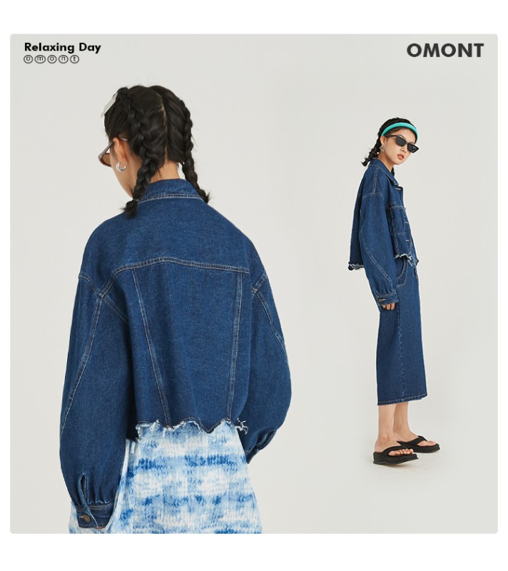 オーモント エッグタルト レトロ イレギュラー ショート 切りっぱなし デニムジャケット レディース 春 薄手 新作 スリム デニムジャケット オーモント エッグタルト レトロ イレギュラー ショート 切りっぱなし デニムジャケット レディース 春 薄手 新作 スリム デニムジャケット