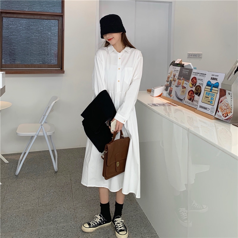 2点セット レディース ベスト ジレ シャツワンピース 韓国 ロングワンピース ロング ロング丈 長袖 襟付き ワイド ポケット かわいい 大人可愛い きれいめ シンプル カジュアル シック おしゃれ