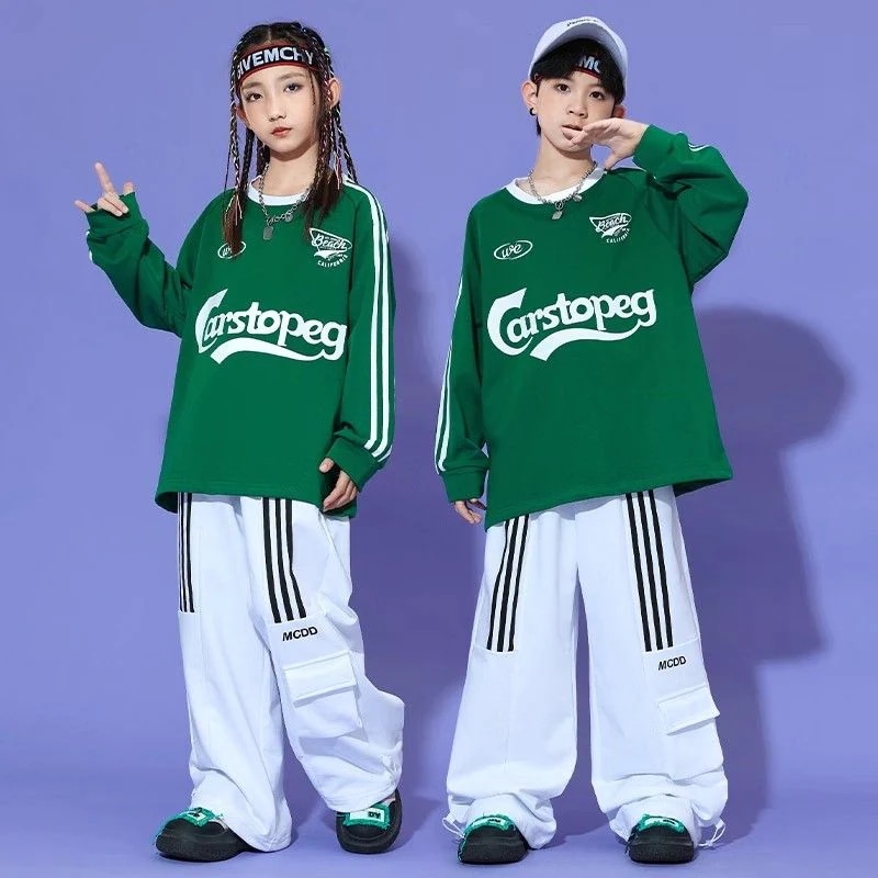 子供の街のダンスの服のスーツの秋のファッションブランドの子供のゆったりした広脚のズボンの男女の子供のヒップホップのhiphopの出演服