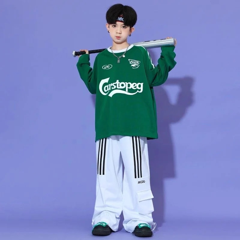 子供の街のダンスの服のスーツの秋のファッションブランドの子供のゆったりした広脚のズボンの男女の子供のヒップホップのhiphopの出演服