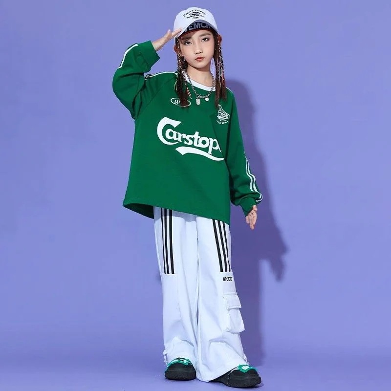 子供の街のダンスの服のスーツの秋のファッションブランドの子供のゆったりした広脚のズボンの男女の子供のヒップホップのhiphopの出演服
