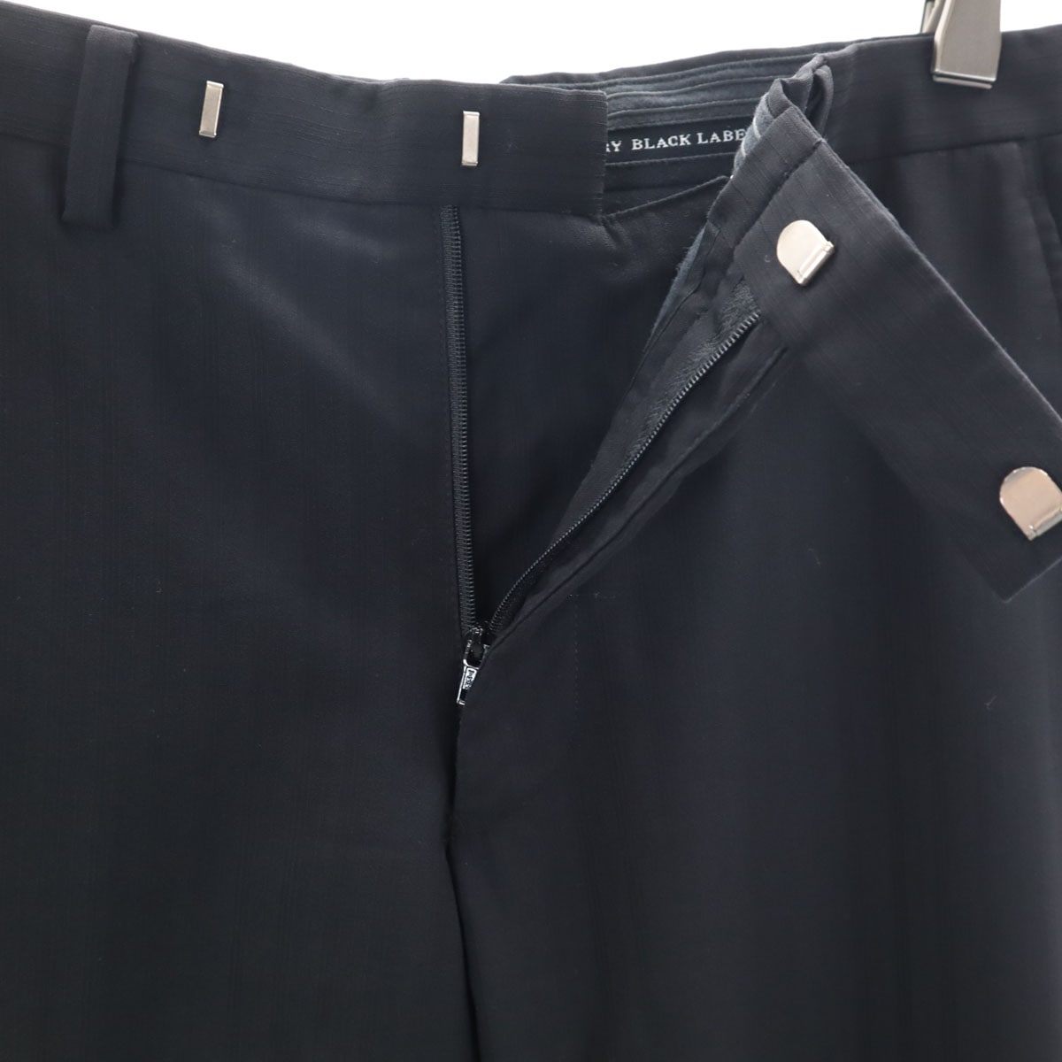 BURBERRY BLACK LABEL バーバリーブラックレーベル 日本製 ストライプ柄 スラックスパンツ 36R ブラック 三陽商会 レディース 古着