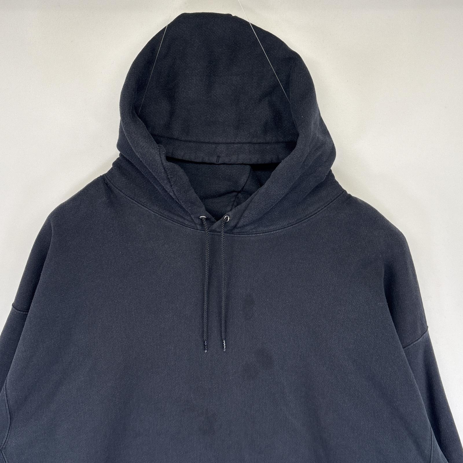 古着 パーカー プレミアムリバースウィーブ 目無し スウェット フーディ 大きいサイズ XXXXL ブラック メンズ