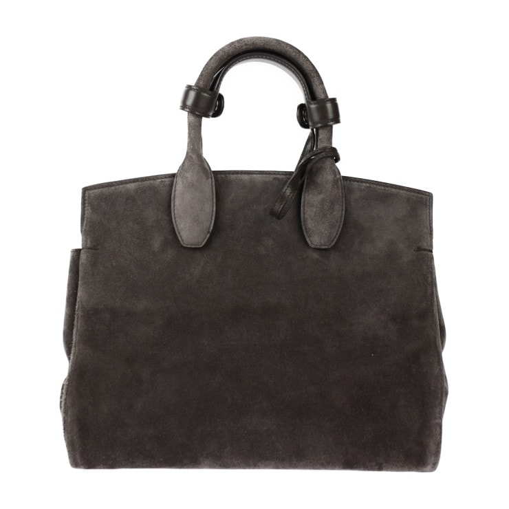 超美品 サルヴァトーレ フェラガモ ハンドバッグ 21 H796 スタジオ スモール バッグ ガンチーニ スエード グレー系 シルバー金具 2WAY【本物保証】【本物保証】