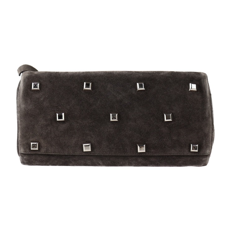 超美品 サルヴァトーレ フェラガモ ハンドバッグ 21 H796 スタジオ スモール バッグ ガンチーニ スエード グレー系 シルバー金具 2WAY【本物保証】【本物保証】