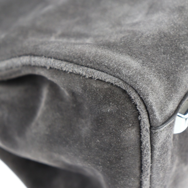 超美品 サルヴァトーレ フェラガモ ハンドバッグ 21 H796 スタジオ スモール バッグ ガンチーニ スエード グレー系 シルバー金具 2WAY【本物保証】【本物保証】