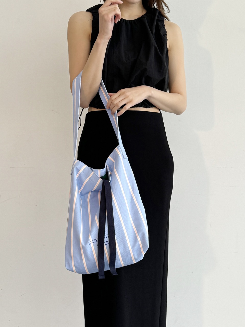 Ayden Stripe Shoulder Bag. Sky Blue Ayden Stripe Shoulder Bag. Sky Blue
