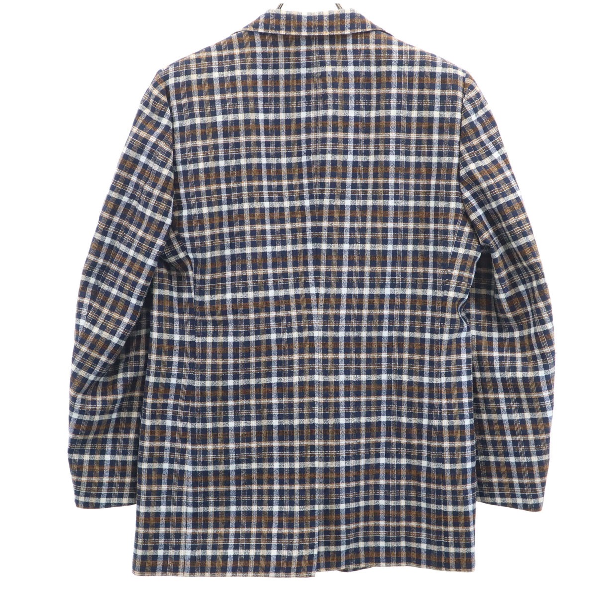 80s ヴィンテージ ユニオンチケット チェック柄 テーラードジャケット ブラウン メンズ 古着