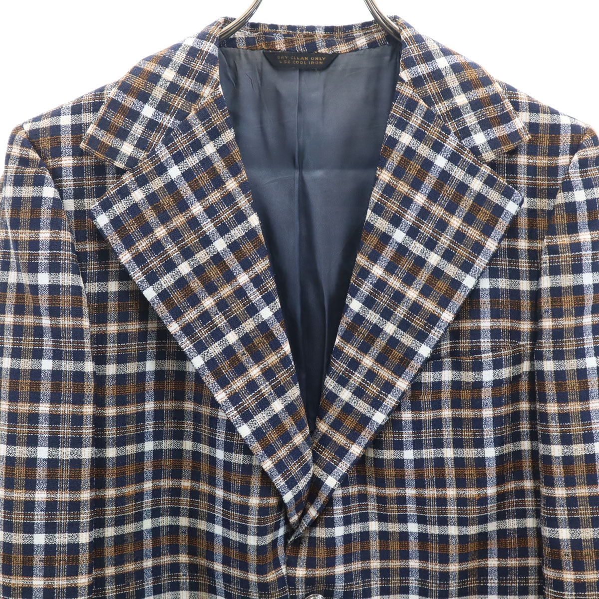 80s ヴィンテージ ユニオンチケット チェック柄 テーラードジャケット ブラウン メンズ 古着