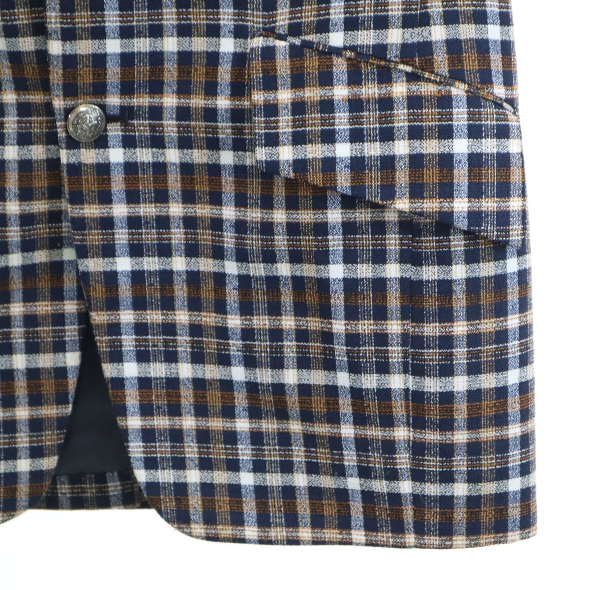 80s ヴィンテージ ユニオンチケット チェック柄 テーラードジャケット ブラウン メンズ 古着