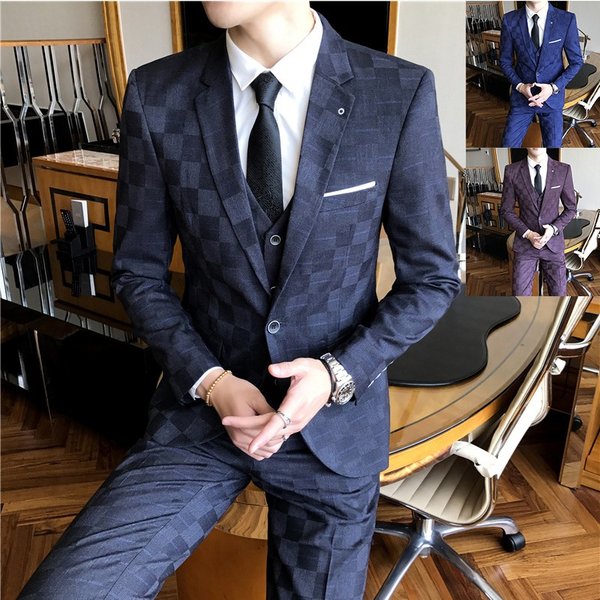 49 割引 一つ目の項目を先に選択してください Mサイズ Lサイズ Xlサイズ 2xlサイズ 3xlサイズ 即発送可能 スリムスーツチェック柄 ビジネスメンズスーツ紳士スーツ3ピース結婚式スーツウェディングスー ビジネス フォーマル メンズファッション 一つ目の項目を先に
