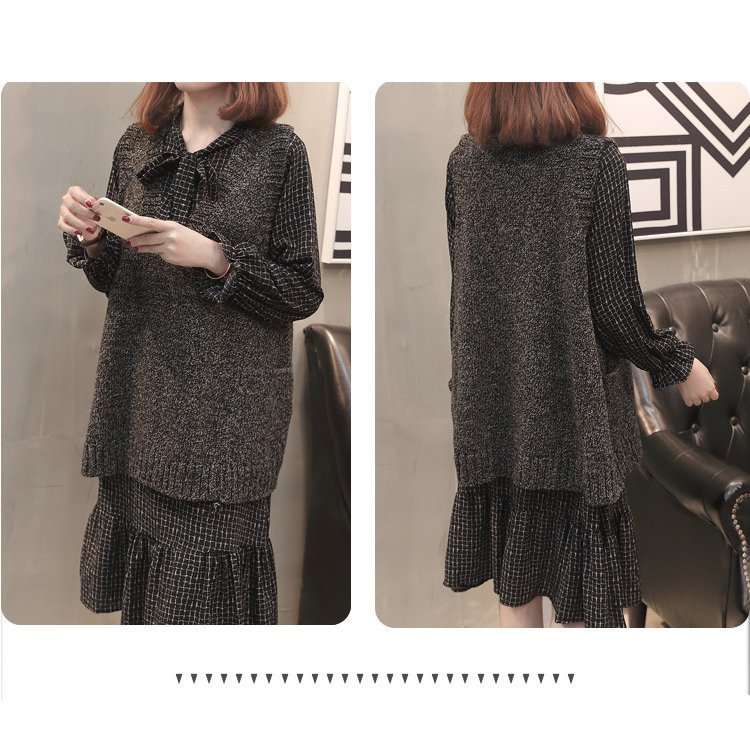 セットアップ レディース 40代 秋冬 新作 ニット 長袖 ワンピース チェック柄 カジュアル セッ セットアップ レディース 40代 秋冬 新作 ニット 長袖 ワンピース チェック柄 カジュアル セッ