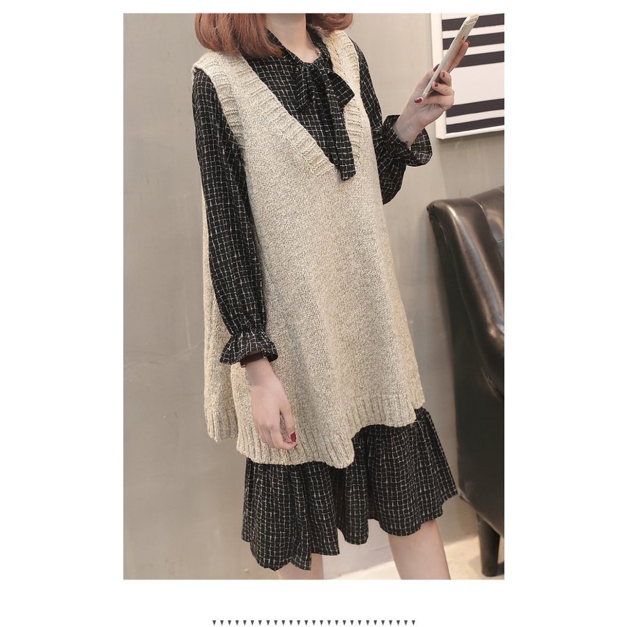 セットアップ レディース 40代 秋冬 新作 ニット 長袖 ワンピース チェック柄 カジュアル セッ セットアップ レディース 40代 秋冬 新作 ニット 長袖 ワンピース チェック柄 カジュアル セッ