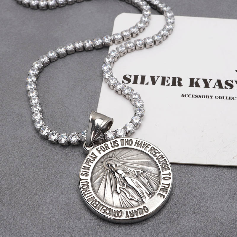 ステンレス マリアネックレス テニス [n903]