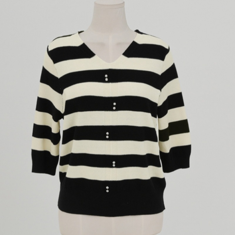 Click & Funny シルクビスコースストライプニット Click & Funny シルクビスコースストライプニット