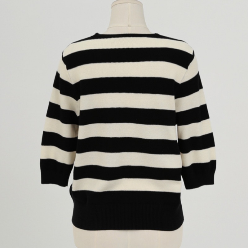 Click & Funny シルクビスコースストライプニット Click & Funny シルクビスコースストライプニット