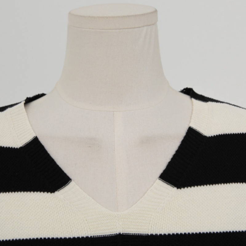 Click & Funny シルクビスコースストライプニット Click & Funny シルクビスコースストライプニット