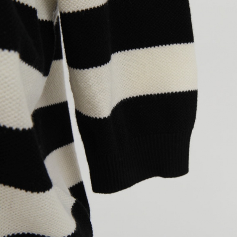 Click & Funny シルクビスコースストライプニット Click & Funny シルクビスコースストライプニット