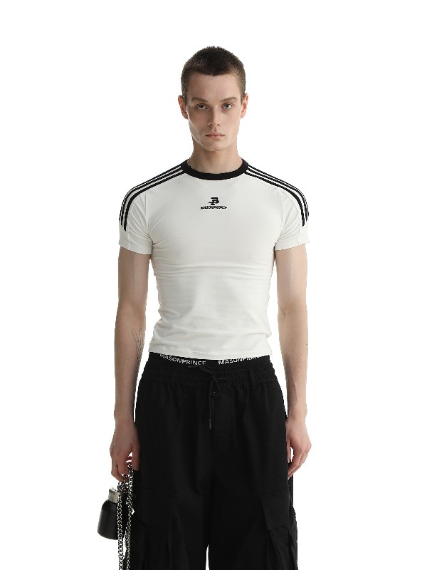 夏 ファッション ブランド 三節 SPORT ショルダー ミニ半袖トップ レディース ショート スリム Tシャツ 夏 ファッション ブランド 三節 SPORT ショルダー ミニ半袖トップ レディース ショート スリム Tシャツ